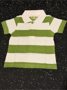Green and White Striped Polo for Boys. CHECK DESCRIPTION